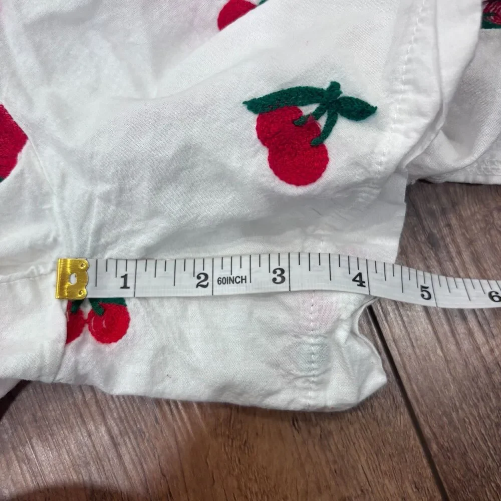 Lizette Collection Cherry Sleepwear Set Long Sleeve w/ Matching Shorts Sz Large